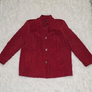 Terry Lewis Classic Luxuries- Vintage Suede Women's Red Quilted Jacket. Size 2XL